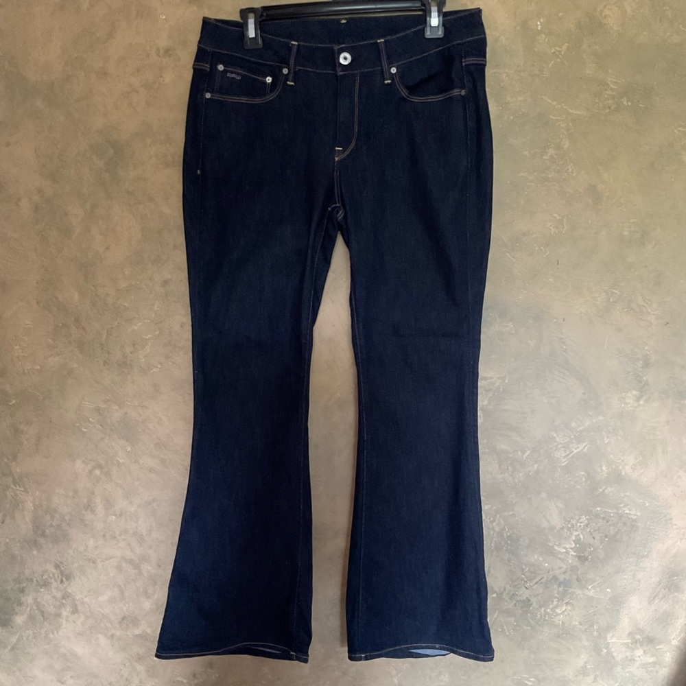 G-Star Raw 3301 Dark Wash High Rise Flare Jeans